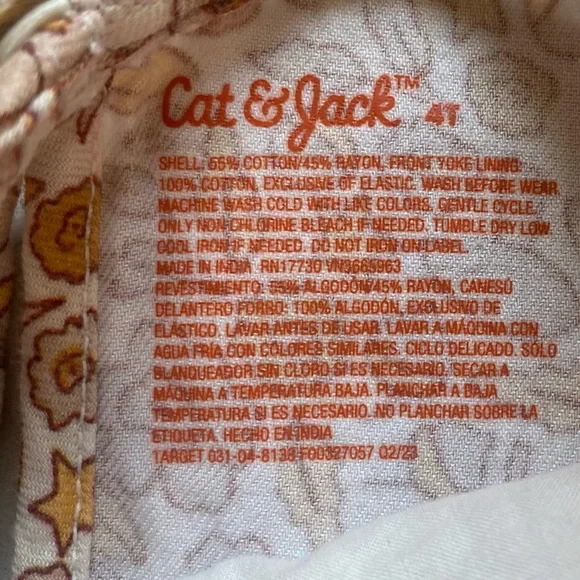 Cat & Jack Long Sleeve Fall Leaves Dress with Smocking, size 4T - Picture 9 of 9